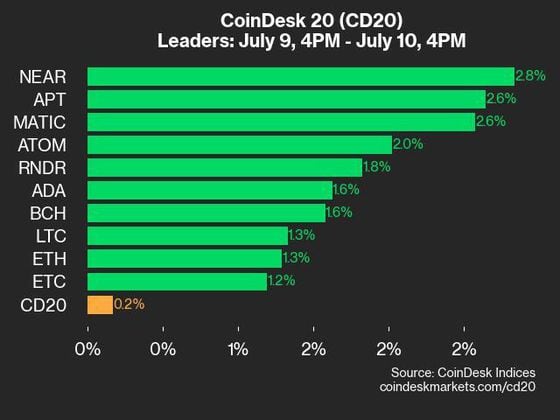 4pm CoinDesk 20 Update for 2024-07-10 - leaders