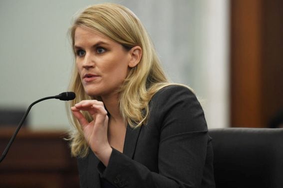 Facebook whistleblower Frances Haugen appears before the U.S. Senate Commerce, Science and Transportation Subcommittee. (Matt McClain-Pool/Getty Images)