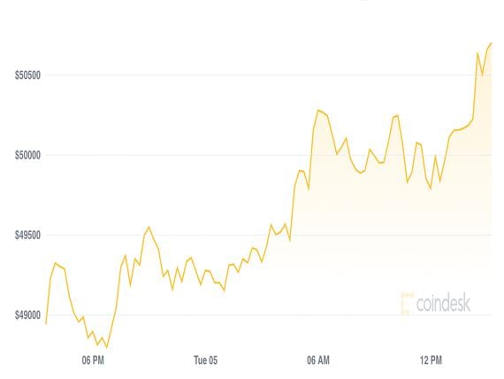 Bitcoin 24-hour chart (CoinDesk)