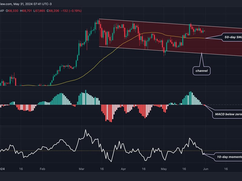 BTC's daily chart with indicators. (TradingView/CoinDesk)