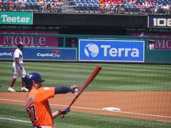 Terra's DAO-approved sponsorship included outfield signage at Nationals Ballpark, Washington, D.C. (Danny Nelson/CoinDesk)