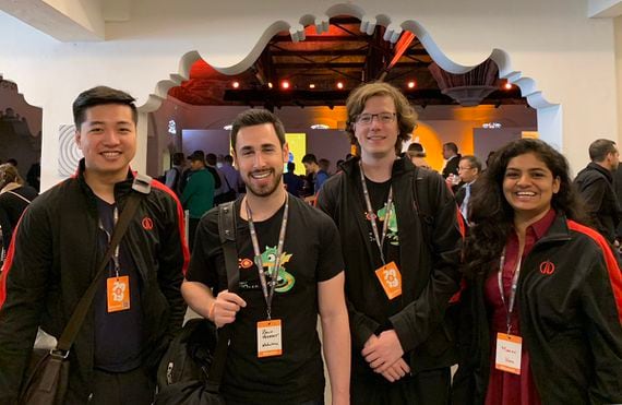 Members of the Nebulous (now Skynet Labs) team – including CEO David Vorick (second from right) – at the Bitcoin 2019 conference in San Francisco. (Nebulous)