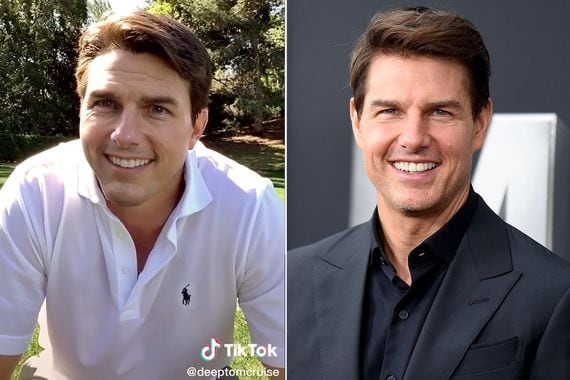 Miles Fisher (left) and Tom Cruise (Tiktok/@DeepTomCruise; Jamie McCarthy/Getty Images)