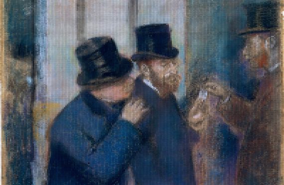 New digital markets might be the place where capitalism is getting revived. ("Portraits at the Stock Exchange" by Edgar Degas/Metropolitan Museum of Art, modified by CoinDesk.) 
