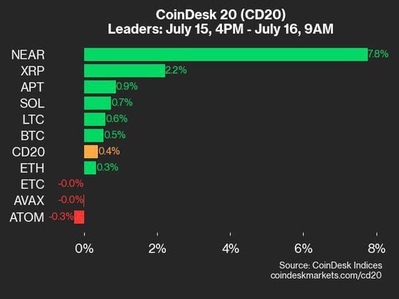 9am CoinDesk 20 Update for 2024-07-16 - leaders
