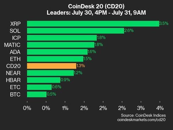 CoinDesk 20 leaders (CoinDesk Indices)