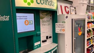 Coinme plugs its bitcoin ATM service into cash-sorting grocery store kiosks. (Cameron Thompson/CoinDesk)