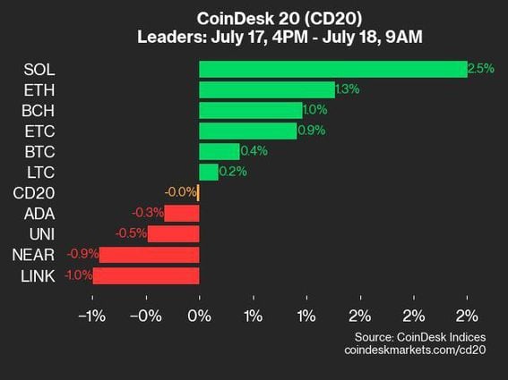 CoinDesk 20 leaders (CoinDesk Indices)