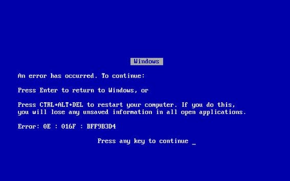 A 'Blue Screen of Death' (Wikipedia)