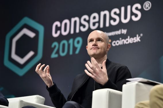 Coinbase CEO Brian Armstrong speaks at CoinDesk's Consensus 2019.