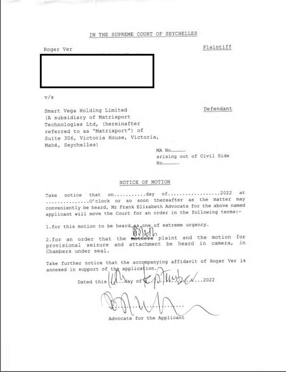 First page of the lawsuit