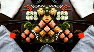 Sushi in flux. (Jakub Dziubak/Unsplash, modified by CoinDesk)