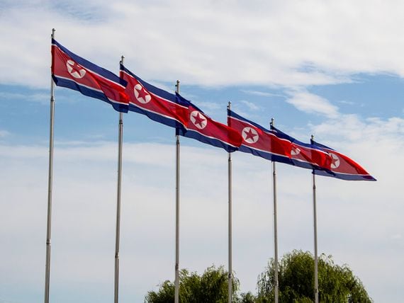 Flags fly in Pyongyang, North Korea (Micha Brandli/Unsplash)