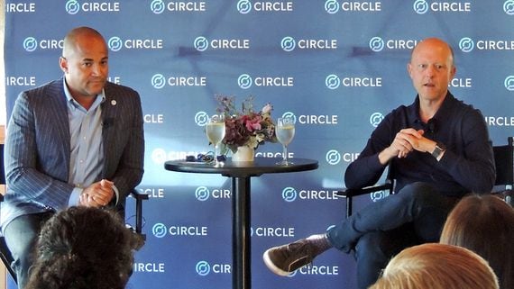 Circle Chief Strategy Officer Dante Disparte (left) and CEO Jeremy Allaire (Nikhilesh De/CoinDesk)