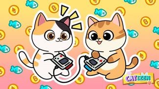 Image of two cartoon cats playing video games