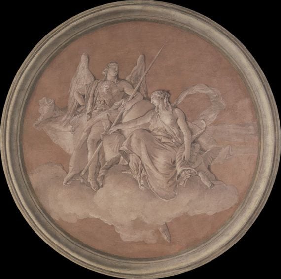 Allegorical figures representing virtue and abundance, 1760
