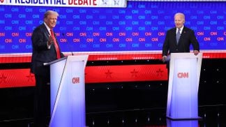 Former President Donald Trump (left) and President Joe Biden (right) debated in Atlanta on Thursday night. (Justin Sullivan/Getty Images)