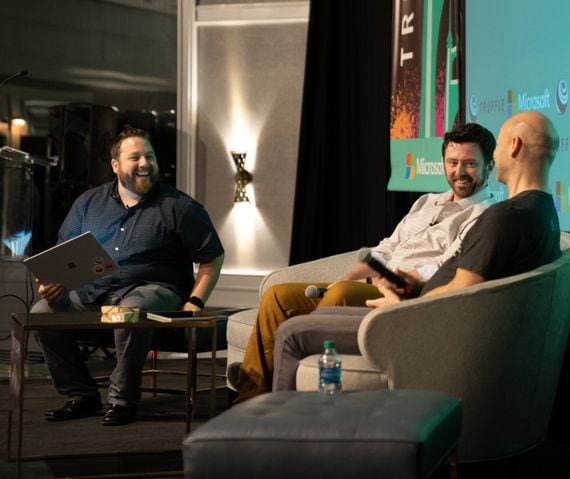 Truffle's Wes McVay (left) and Tim Coulter (right) speak at TruffleCon 2018