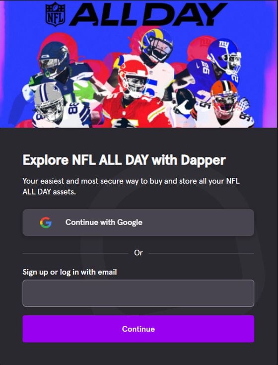 Email sign-up (NFL All Day)