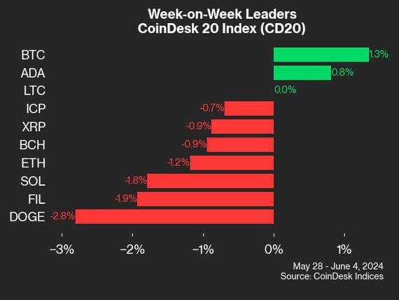 CoinDesk 20 leaders and laggards (CoinDesk Indices)