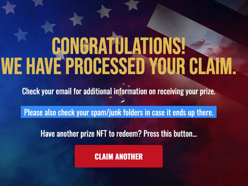 Successful Trump prize claim (wintrumpprizes.com)