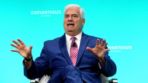 Tom Emmer, Majority Whip of U.S. House of Representatives, speaks at Consensus 2024 by CoinDesk. (Shutterstock/CoinDesk)