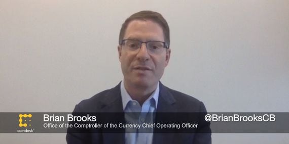 First Deputy Comptroller Brian Brooks speaks at CoinDesk's Consensus: Distributed. (CoinDesk archives)