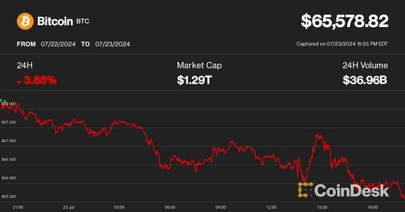 Bitcoin price on July 23 (CoinDesk)