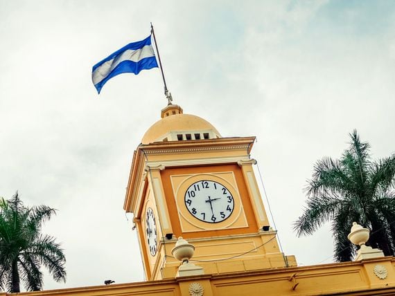 The top of the City Hall of Santa Ana city, El Salvador. (Getty Images)