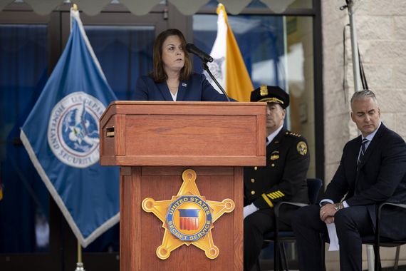 LAUREL, MARYLAND (May 10, 2024) Director of the United States Secret Service, Kimberly Cheatle, speaks during the Secret Service Wall of Honor Ceremony at the James J. Rowley Training Center in Laurel, Maryland. (DHS photo by Tia Dufour)