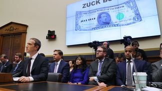 Facebook CEO Mark Zuckerberg testifies about the Libra (Diem) project before the House Financial Services Committee on October 23, 2019. The hearings helped expose just how shallow Facebook's first claims of "decentralization" were. Now, with Threads, they're trying again. (Getty Images)
