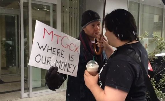Mt. Gox bitcoin protest Mark Karpeles