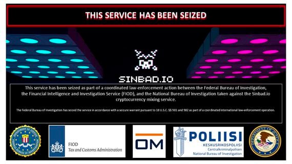 Sinbad's website says it was seized by the FBI alongside the Dutch Financial Intelligence and Investigation Service and Finnish National Bureau of Investigation. (Sinbad.io)